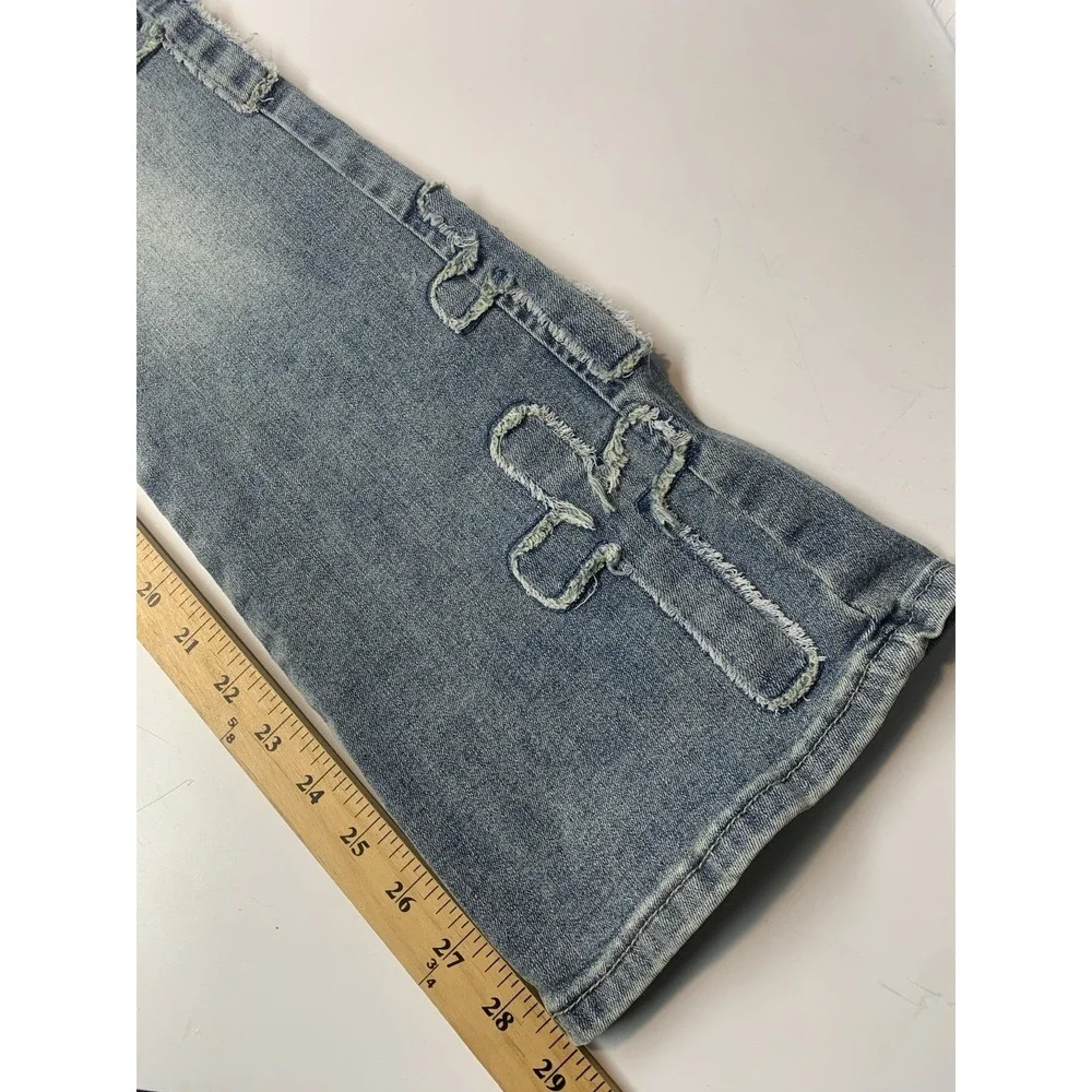 Ashley Mason Premium‎ Jeans High Rise Bootcut Cross Size 0/24 Blue Stretch Denim